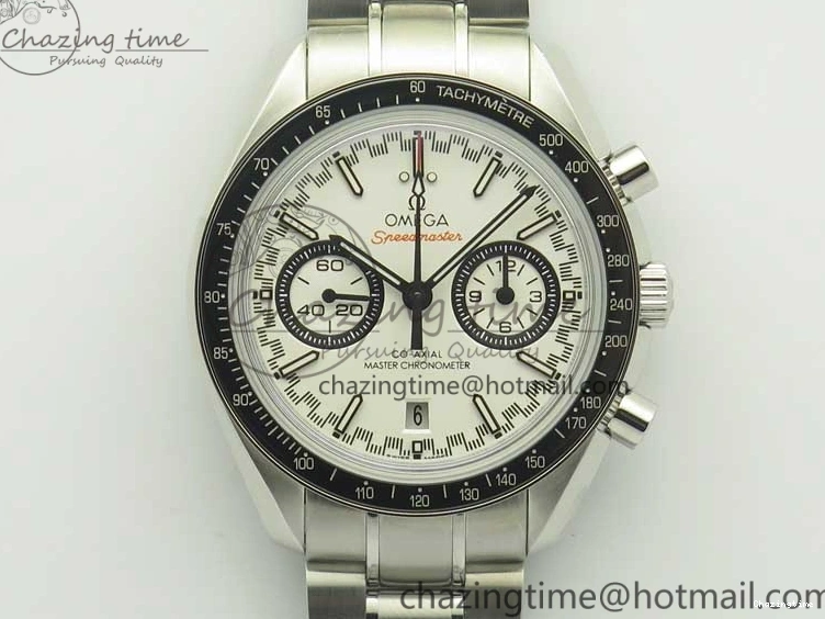 0217 UrbanChic Speedmaster Moonwatch OMF 1:1 Best Edition White Dial Black Hand on SS Bracelet A 8045